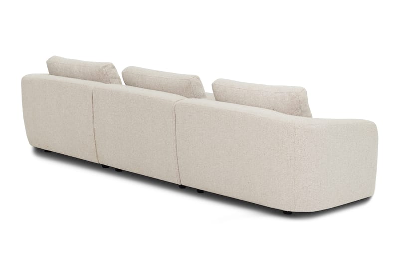 Milano 5-sits Rundad Högervänd L-soffa med Låg Rygg i Beige Boucle - Möbler - Soffa - Divansoffa & schäslongsoffa
