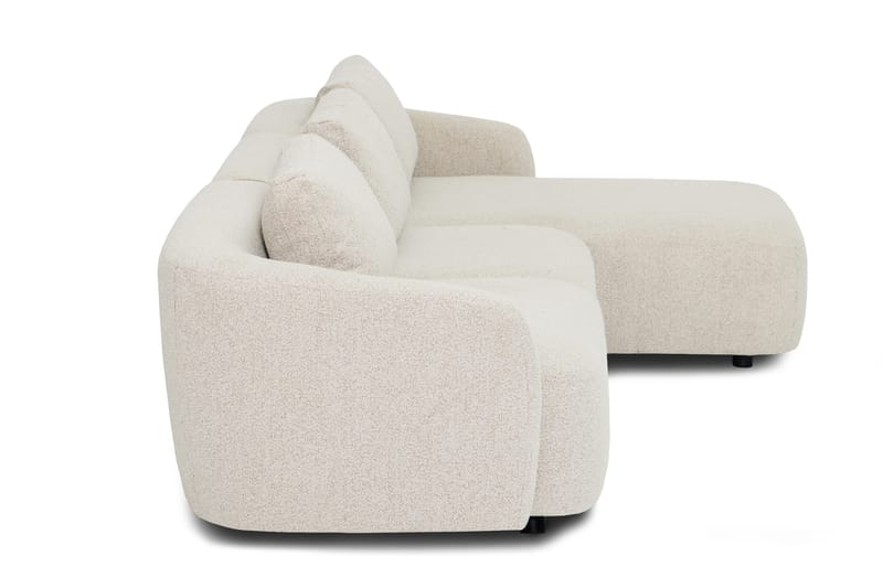 Milano 5-sits Rundad Högervänd L-soffa med Låg Rygg i Beige Boucle - Möbler - Soffa - Divansoffa & schäslongsoffa