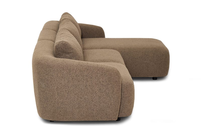 Milano 5-sits Rundad Högervänd L-soffa med Låg Rygg i Brun Boucle - Möbler - Soffa - Divansoffa & schäslongsoffa