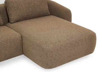 Milano 5-sits Rundad Högervänd L-soffa med Låg Rygg i Brun Boucle - Möbler - Soffa - Divansoffa & schäslongsoffa