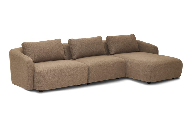 Milano 5-sits Rundad Högervänd L-soffa med Låg Rygg i Brun Boucle - Möbler - Soffa - Divansoffa & schäslongsoffa