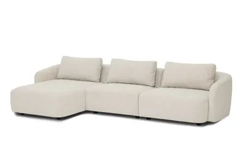 Milano 5-sits Rundad Vänstervänd L-soffa med Låg Rygg i Beige Boucle - Möbler - Soffa - Divansoffa & schäslongsoffa