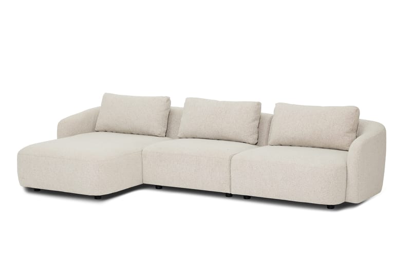 Milano 5-sits Rundad Vänstervänd L-soffa med Låg Rygg i Beige Boucle - Möbler - Soffa - Divansoffa & schäslongsoffa