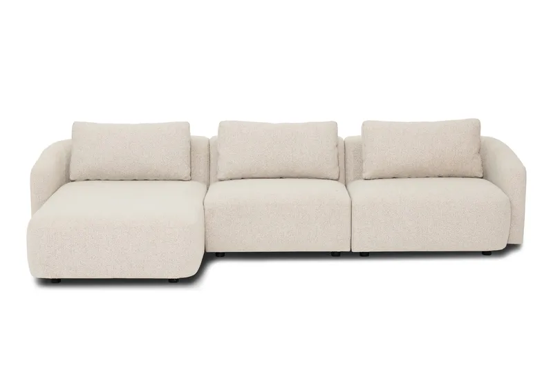 Milano 5-sits Rundad Vänstervänd L-soffa med Låg Rygg i Beige Boucle