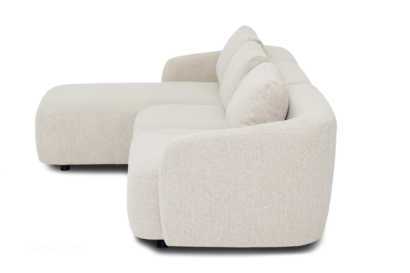Milano 5-sits Rundad Vänstervänd L-soffa med Låg Rygg i Beige Boucle - Möbler - Soffa - Divansoffa & schäslongsoffa