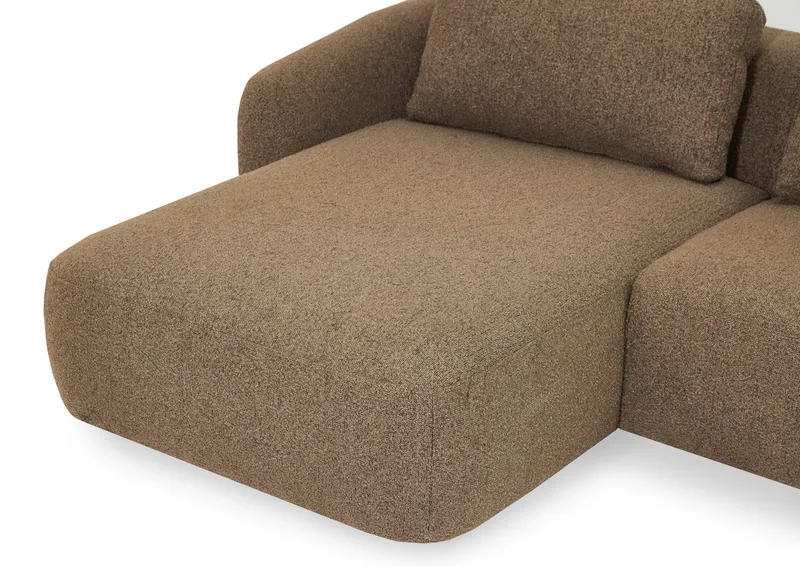Milano 5-sits Rundad Vänstervänd L-soffa med Låg Rygg i Brun Boucle - Brun - Möbler - Soffa - Divansoffa & schäslongsoffa