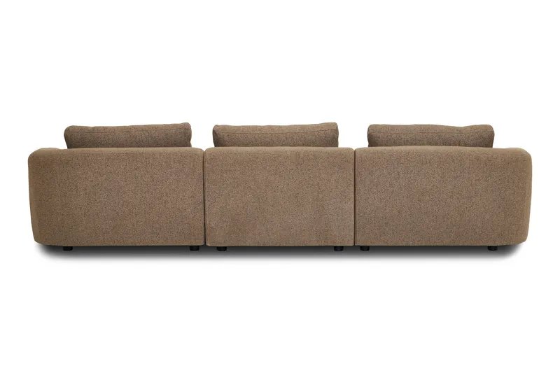 Milano 5-sits Rundad Vänstervänd L-soffa med Låg Rygg i Brun Boucle - Brun - Möbler - Soffa - Divansoffa & schäslongsoffa