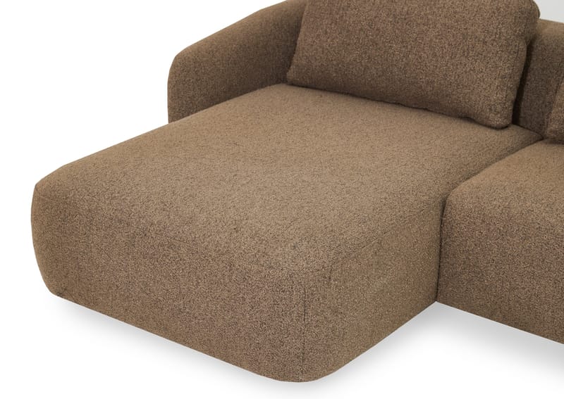 Milano 5-sits Rundad Vänstervänd L-soffa med Låg Rygg i Brun Boucle - Möbler - Soffa - Divansoffa & schäslongsoffa