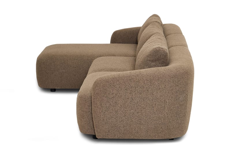 Milano 5-sits Rundad Vänstervänd L-soffa med Låg Rygg i Brun Boucle - Möbler - Soffa - Divansoffa & schäslongsoffa