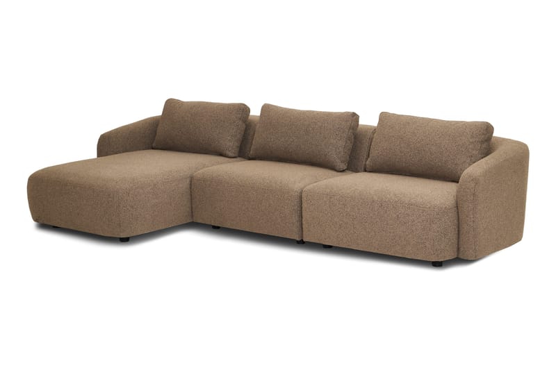 Milano 5-sits Rundad Vänstervänd L-soffa med Låg Rygg i Brun Boucle - Möbler - Soffa - Divansoffa & schäslongsoffa