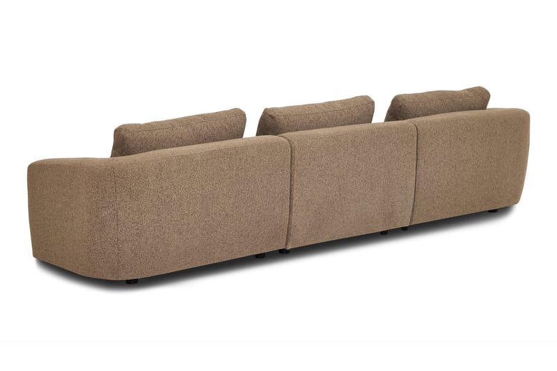 Milano 5-sits Rundad Vänstervänd L-soffa med Låg Rygg i Brun Boucle - Möbler - Soffa - Divansoffa & schäslongsoffa