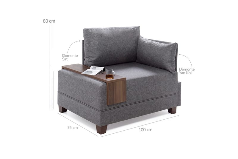 Algeria Fåtölj Höger - Grå - Möbler - Soffa - Modulsoffa - Övriga moduler till modulsoffa