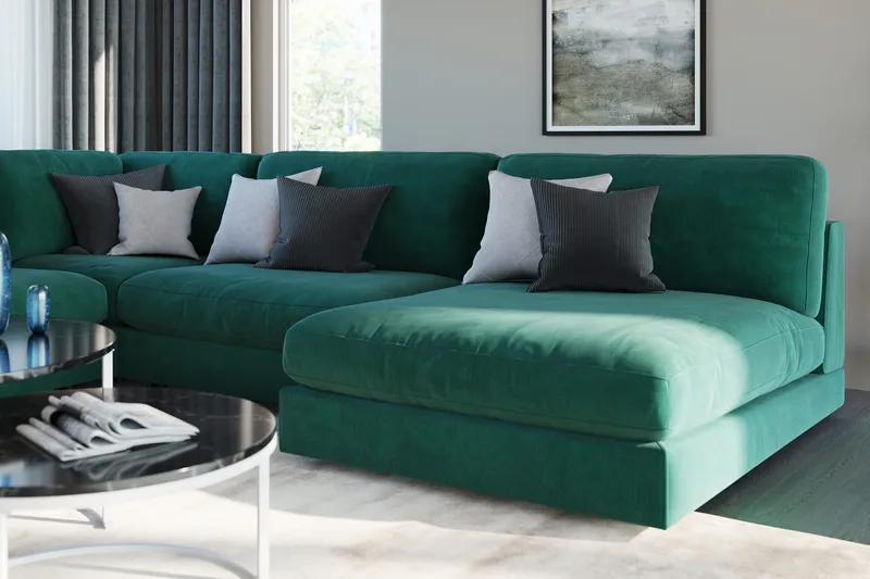 Arken 1-sits Divanmodul i Sammet - Grön - Möbler - Soffa - Modulsoffa - Övriga moduler till modulsoffa