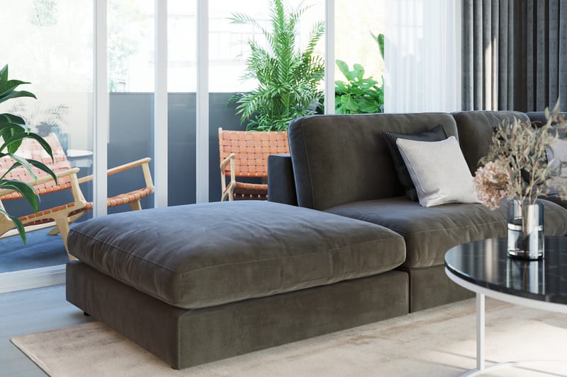Arken 2-sits Divanmodul i Sammet - Mörkgrå - Möbler - Soffa - Modulsoffa - Övriga moduler till modulsoffa