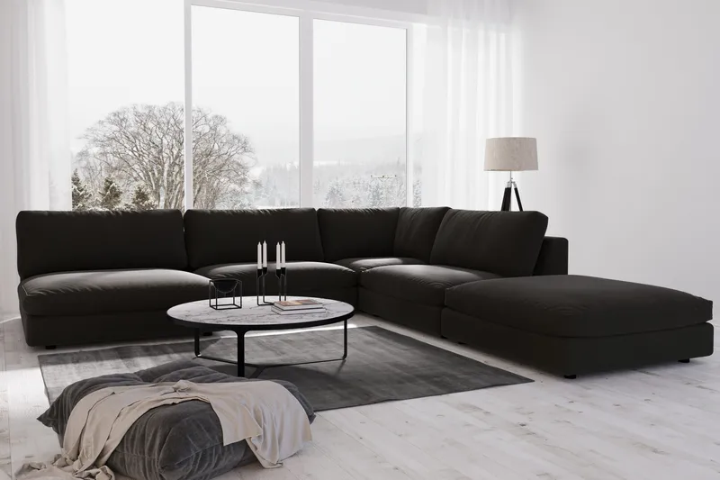 Arken 2-sits Divanmodul i Tyg - Svart - Möbler - Soffa - Modulsoffa - Övriga moduler till modulsoffa