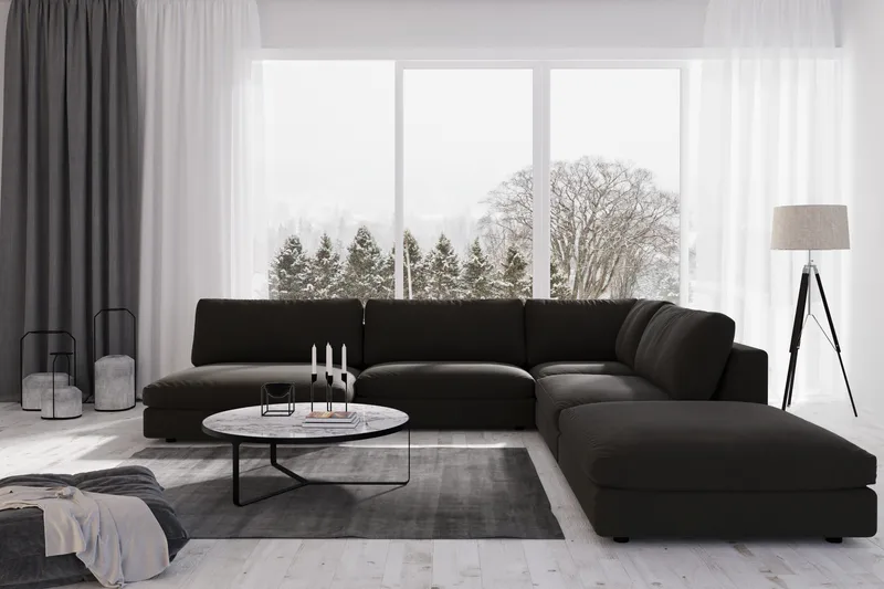 Arken 2-sits Divanmodul i Tyg - Svart - Möbler - Soffa - Modulsoffa - Övriga moduler till modulsoffa