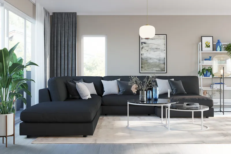 Arken 2-sits Divanmodul i Tyg - Svart - Möbler - Soffa - Modulsoffa - Övriga moduler till modulsoffa