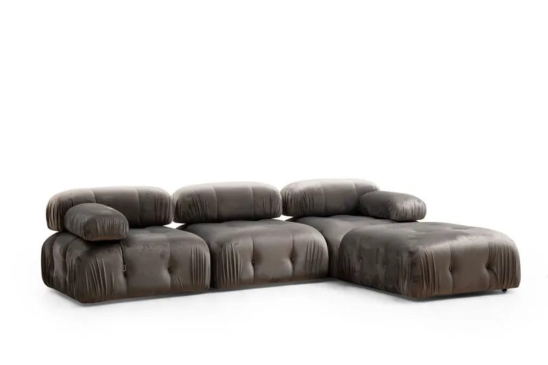 Belgin Vänstermodul / Fåtölj 95 cm med fasta armstöd och repdetaljer - Grå - Möbler - Soffa - Modulsoffa - Övriga moduler till modulsoffa