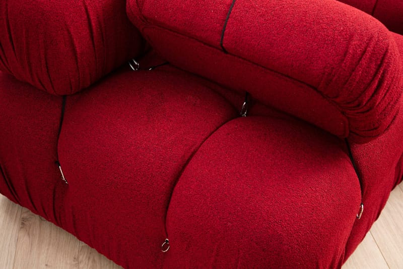 Belgin Vänstermodul / Fåtölj 95 cm med fasta armstöd och repdetaljer - Röd - Möbler - Soffa - Modulsoffa - Övriga moduler till modulsoffa