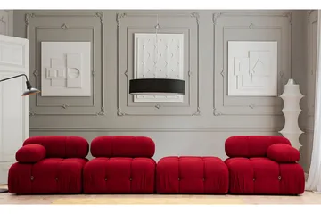 Belgin Vänstermodul / Fåtölj 95 cm med fasta armstöd och repdetaljer - Röd - Möbler - Soffa - Modulsoffa - Övriga moduler till modulsoffa