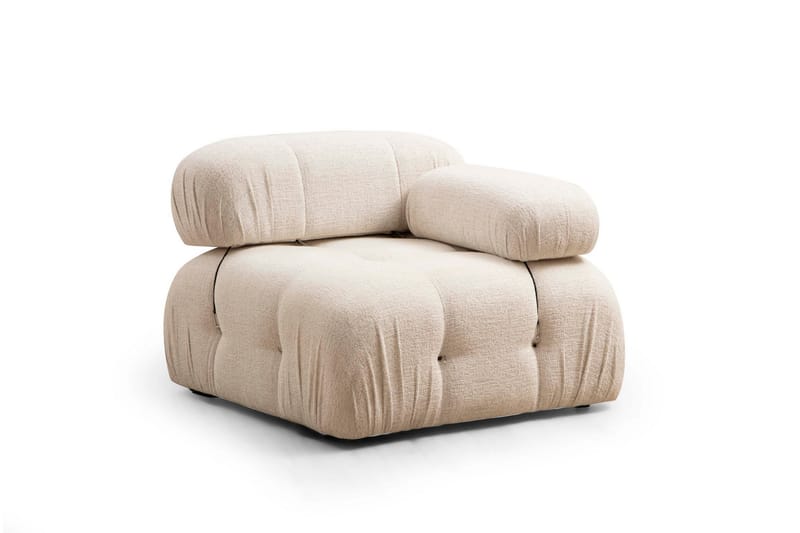 Högermodul / Fåtölj Belgin 95 cm med fasta armstöd och repdetaljer - Cream - Möbler - Soffa - Modulsoffa - Övriga moduler till modulsoffa