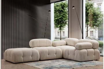 Högermodul / Fåtölj Belgin 95 cm med fasta armstöd och repdetaljer - Cream - Möbler - Soffa - Modulsoffa - Övriga moduler till modulsoffa