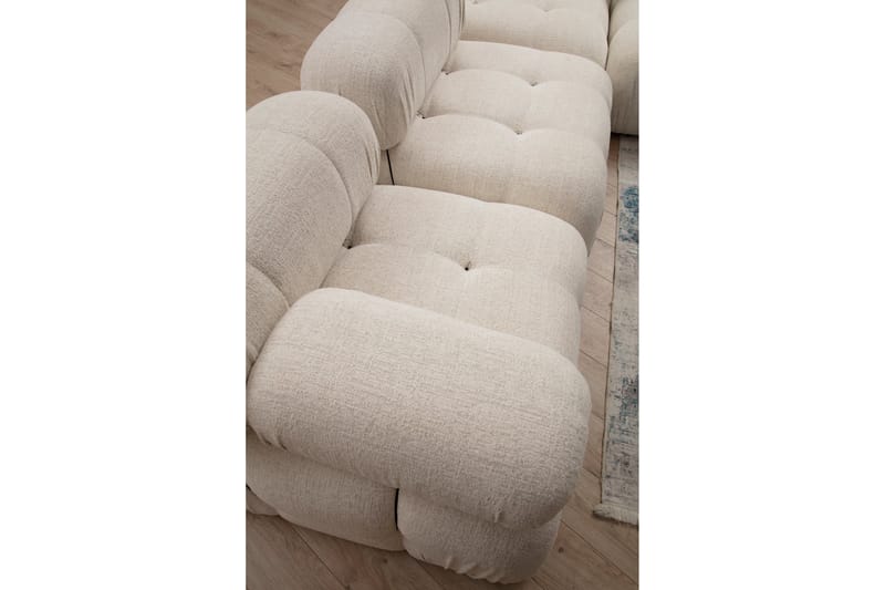 Högermodul / Fåtölj Belgin 95 cm med fasta armstöd och repdetaljer - Cream - Möbler - Soffa - Modulsoffa - Övriga moduler till modulsoffa