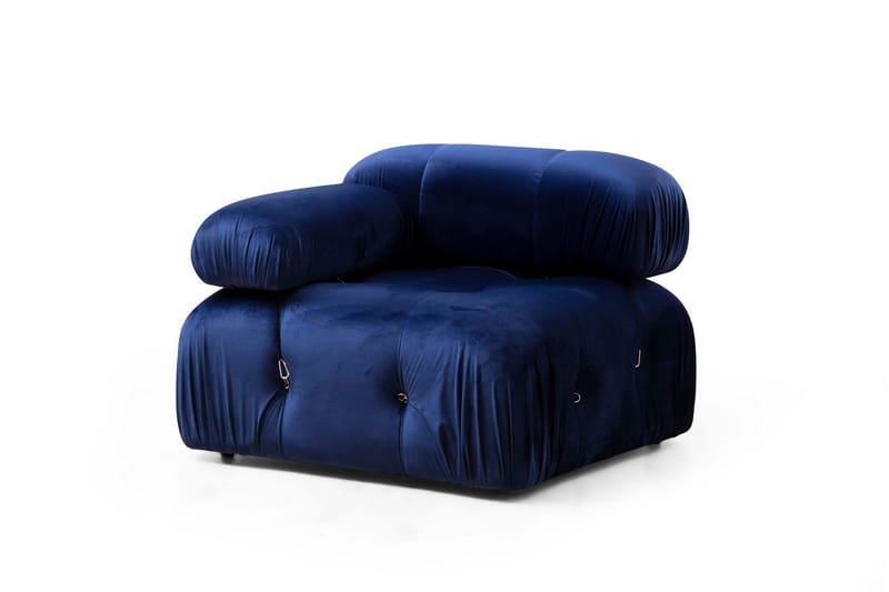 Vänstermodul / Fåtölj Belgin 95 cm med fasta armstöd och repdetaljer - Blå - Möbler - Soffa - Modulsoffa - Övriga moduler till modulsoffa