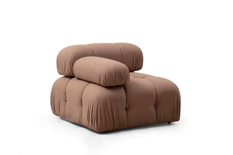 Vänstermodul / Fåtölj Belgin 95 cm med fasta armstöd och repdetaljer, Brun