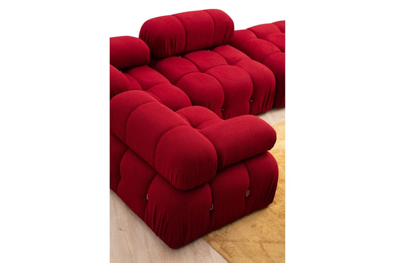 Vänstermodul / Fåtölj Belgin 95 cm med fasta armstöd och repdetaljer - Röd - Möbler - Soffa - Modulsoffa - Övriga moduler till modulsoffa