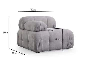 Belgin Högermodul / Fåtölj 95 cm med fasta armstöd - Ljusgrå - Möbler - Soffa - Modulsoffa - Övriga moduler till modulsoffa
