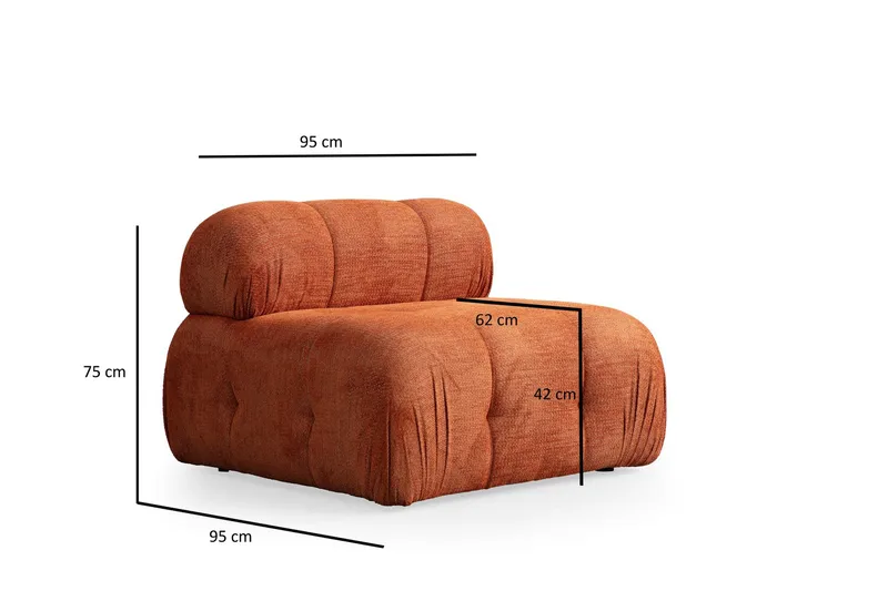 Belgin Mittmodul / Fåtölj 95 cm med fast ryggstöd - Orange - Möbler - Soffa - Modulsoffa - Mittmodul