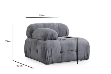 Belgin Vänstermodul / Fåtölj 95 cm med fasta armstöd - Grå - Möbler - Soffa - Modulsoffa - Övriga moduler till modulsoffa
