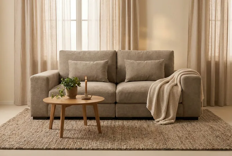 Dubai 2-sits soffa Extra Djup i Chenille - Brun - Möbler - Soffa - Modulsoffa - Komplett modulsoffa