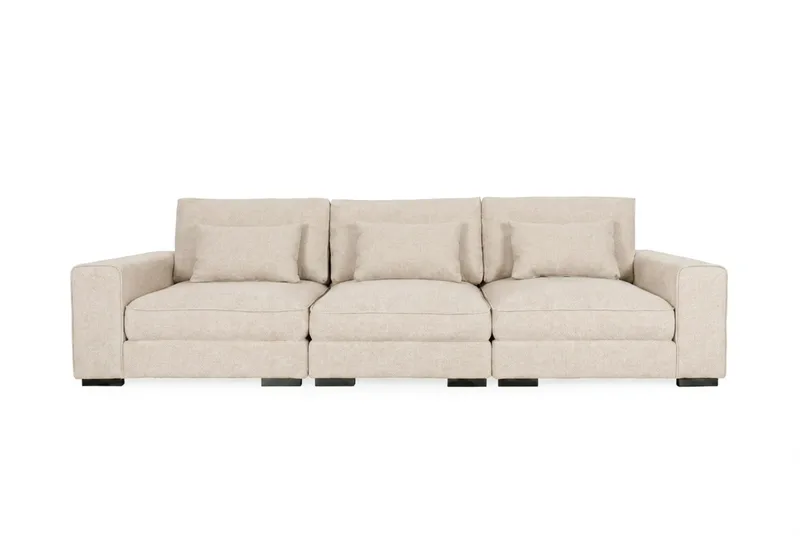 Dubai 3-sits soffa Extra Djup i Chenille - Beige - Möbler - Soffa - Modulsoffa - Komplett modulsoffa