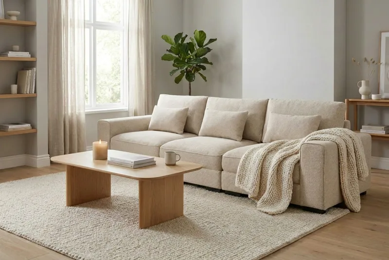 Dubai 3-sits soffa Extra Djup i Chenille - Beige - Möbler - Soffa - Modulsoffa - Komplett modulsoffa