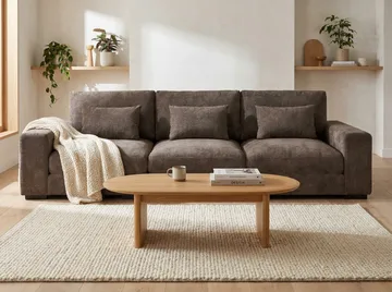 Dubai 3-sits soffa Extra Djup i Chenille - Mörkbrun - Möbler - Soffa - Modulsoffa - Komplett modulsoffa
