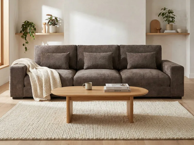 Dubai 3-sits soffa Extra Djup i Chenille - Mörkbrun - Möbler - Soffa - Modulsoffa - Komplett modulsoffa