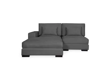 Dubai Divansoffa Vänster Sammet Extra Djup - Mörkgrå - Möbler - Soffa - Modulsoffa - Komplett modulsoffa