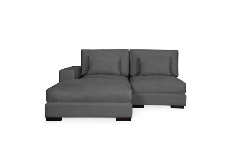 Dubai Divansoffa Vänster Sammet Extra Djup - Mörkgrå - Möbler - Soffa - Modulsoffa - Komplett modulsoffa