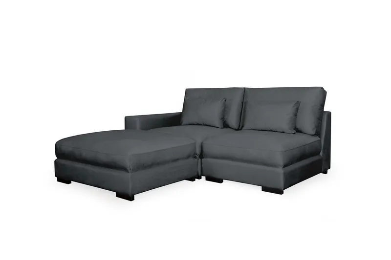 Dubai Divansoffa Vänster Sammet Extra Djup - Mörkgrå - Möbler - Soffa - Modulsoffa - Komplett modulsoffa