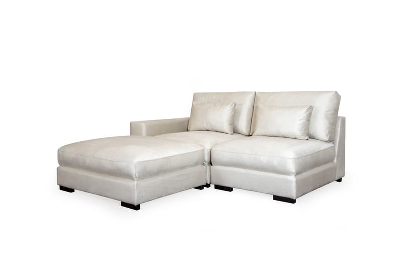 Dubai Divansoffa Vänster Sammet Extra Djup - Vit - Möbler - Soffa - Modulsoffa - Komplett modulsoffa