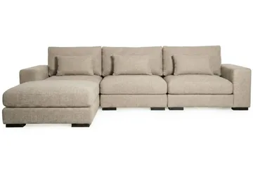 Dubai Extra djup 4-sits Modulsoffa med divan höger i tyg vändbar Extra Djup - Greige - Möbler - Soffa - Modulsoffa - Komplett modulsoffa