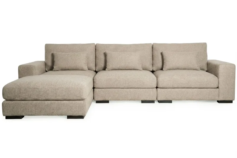 Dubai Extra djup 4-sits Modulsoffa med divan höger i tyg vändbar Extra Djup - Greige - Möbler - Soffa - Modulsoffa - Komplett modulsoffa