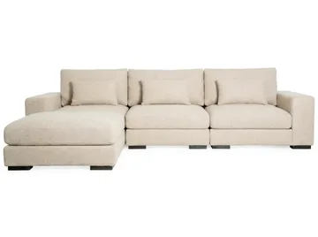 Dubai Extra djup 4-sits Modulsoffa med divan höger i tyg vändbar Extra Djup - Ljusbeige - Möbler - Soffa - Modulsoffa - Komplett modulsoffa