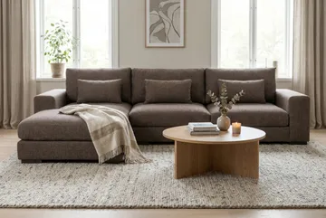 Dubai Extra djup 4-sits Modulsoffa med divan höger i tyg vändbar Extra Djup - Mörkbrun - Möbler - Soffa - Modulsoffa - Komplett modulsoffa