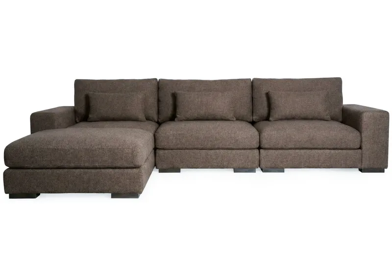 Dubai Extra djup 4-sits Modulsoffa med divan höger i tyg vändbar Extra Djup, Mörkbrun