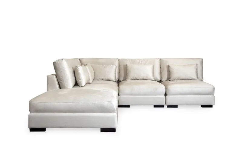 Dubai Schäslongsoffa Höger Sammet Extra Djup - Vit - Möbler - Soffa - Modulsoffa - Komplett modulsoffa