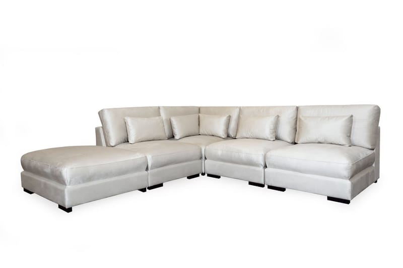 Dubai Schäslongsoffa Höger Sammet Extra Djup - Vit - Möbler - Soffa - Modulsoffa - Komplett modulsoffa