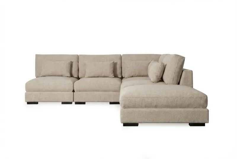 Dubai Schäslongsoffa Vänster Extra Djup i Chenille - Beige - Möbler - Soffa - Modulsoffa - Komplett modulsoffa